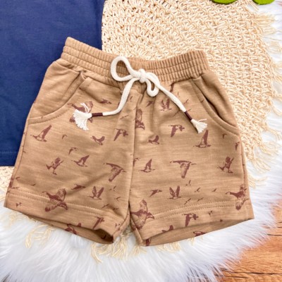 Conj. Camiseta Elefante e Bermuda Gansos - Marinho e Ferrugem